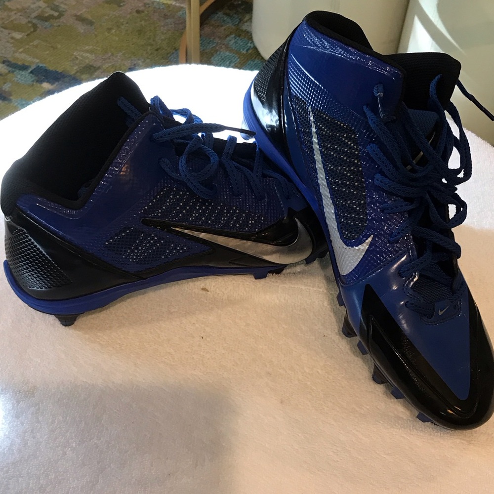 Nike Royal Blue and Black Cleats with Silver Swoosh